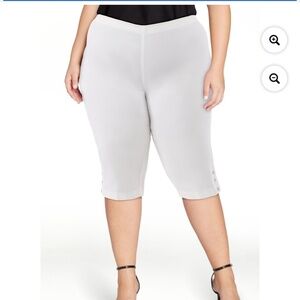Just My Size Women’s Plus White Pull On Bling Tab Capris Size 0X NEW